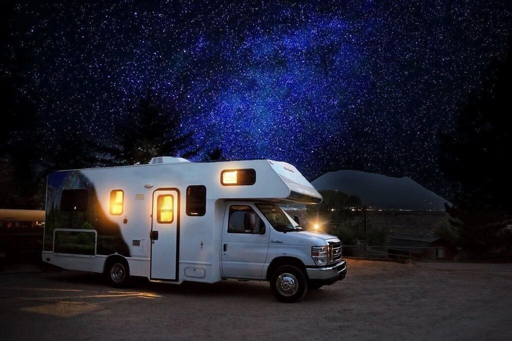 rv, camper, night time florida driveaway